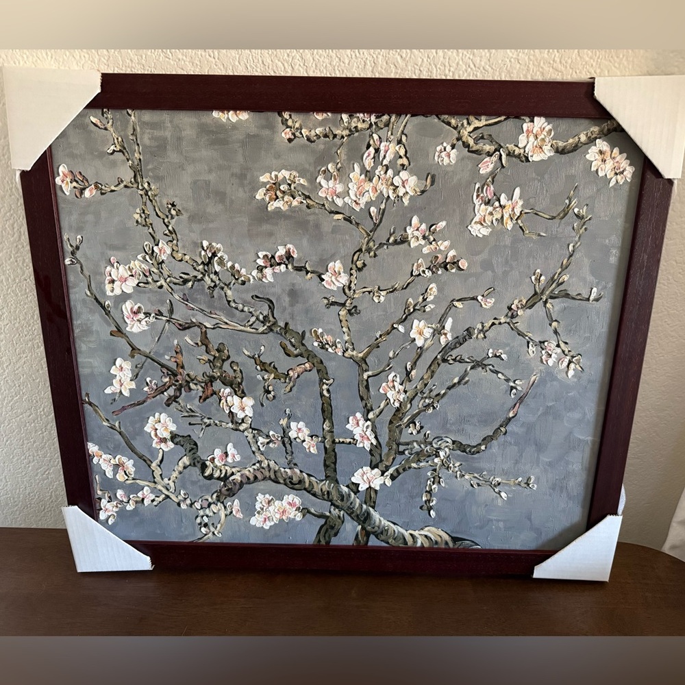 VINCENT VAN GOGH - Floral Canvas Art with Dark Wood Frame